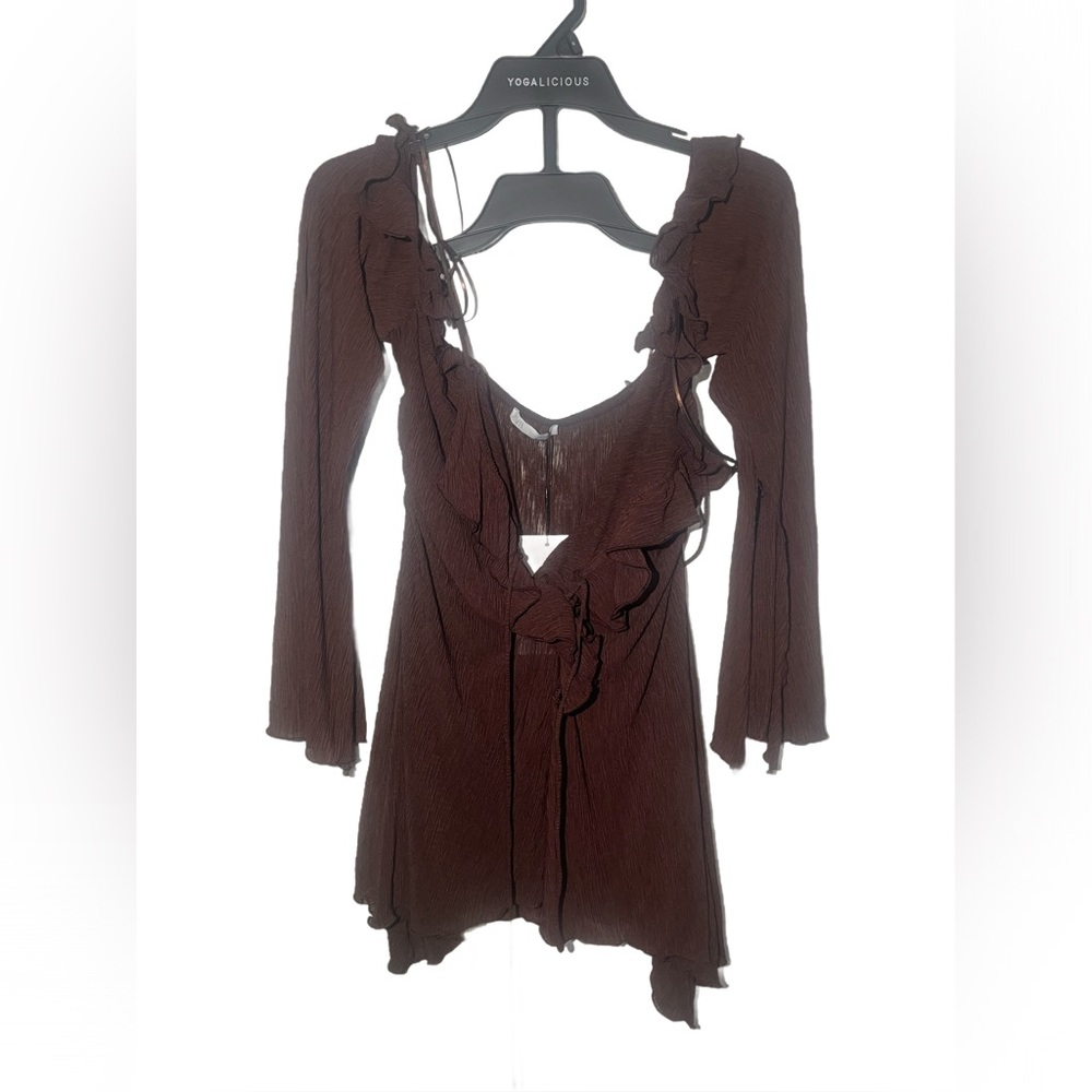 Zara Elegant Brown Ruffle Top